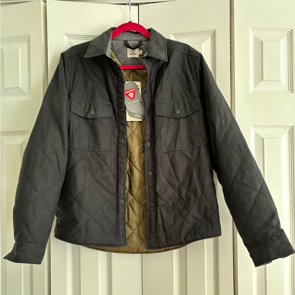 Men's Charcoal Quilted Shirt Jacket